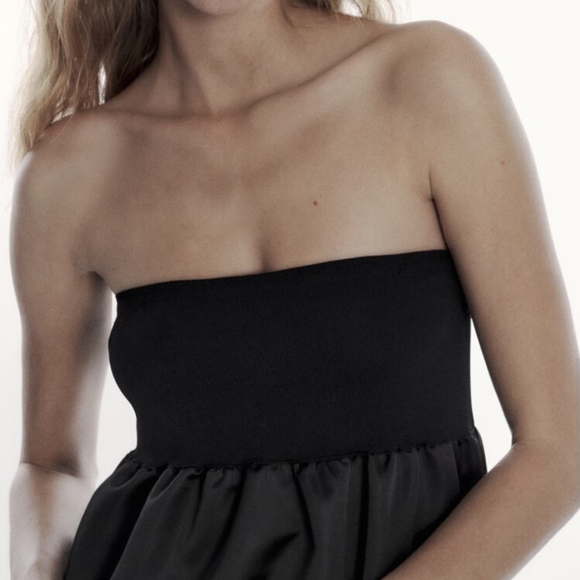 Zara CONTRAST Silky and KNIT Straight Fit Dress - Picture 5 of 7